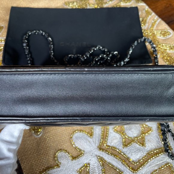 ***SOLD****Chanel Classic Flap Reissue 2.55 So Black Chevron Wallet On Chain WOC - Picture 12 of 16